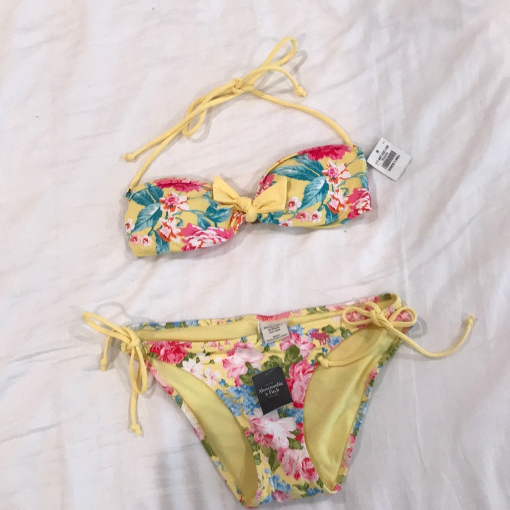 Abercrombie & fitch yellow floral bikini set